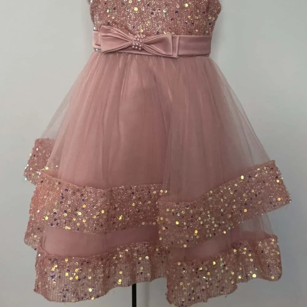 Girls Blush Pink Sequin Tulle Dress Party Holiday  Formal NWOT - Picture 7 of 7
